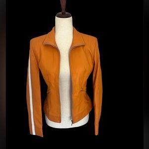 Women's Orange Leather Jacket